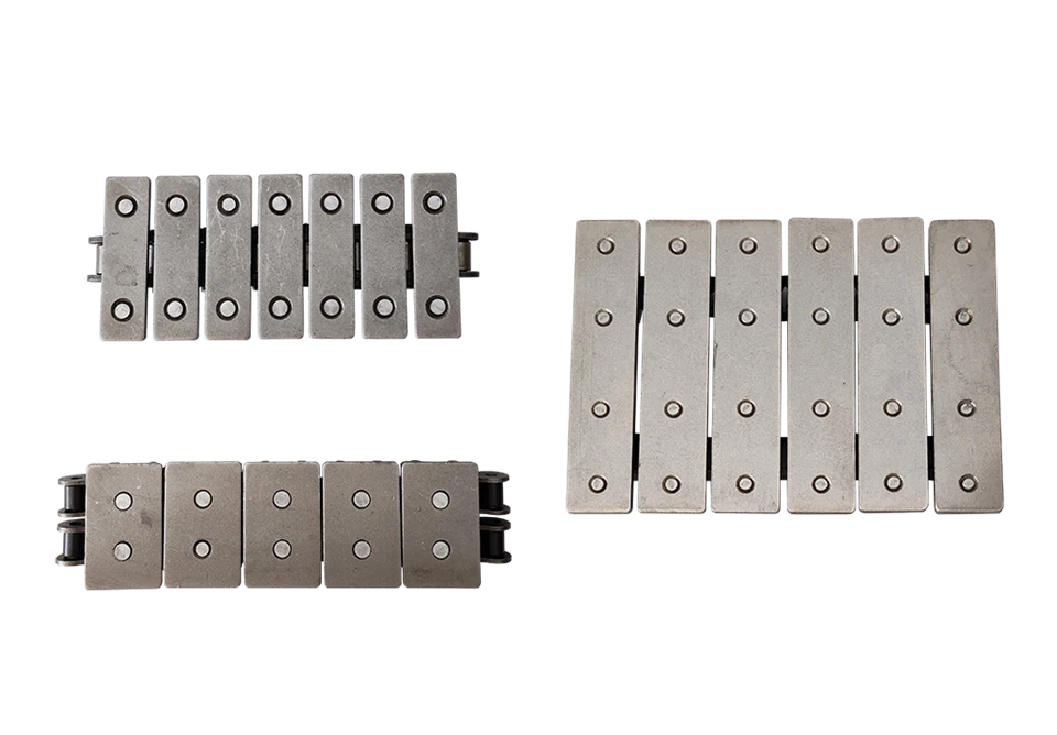 Roller Chains With Riveted Top Plate Attchments